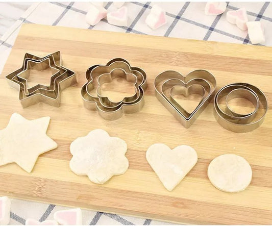 Cookie Cutters Shapes Baking Set12PCS Flower, Round, Heart, Star Shape.
